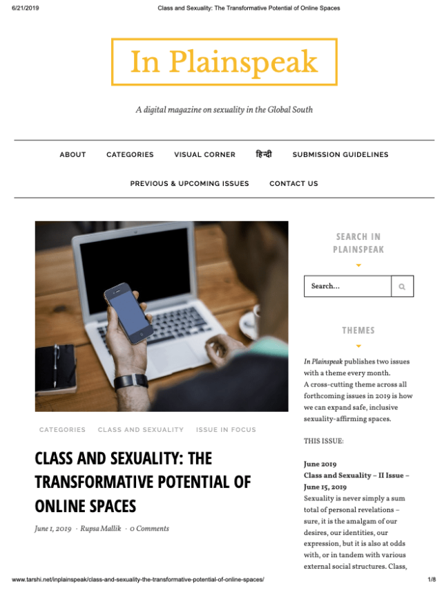 Class and Sexuality: The Transformative Potential of Online Spaces
