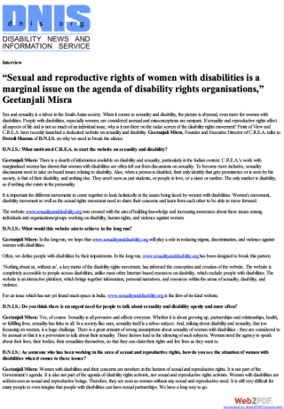 Interview - Sexual and Reproductive Rights of women with disabilities