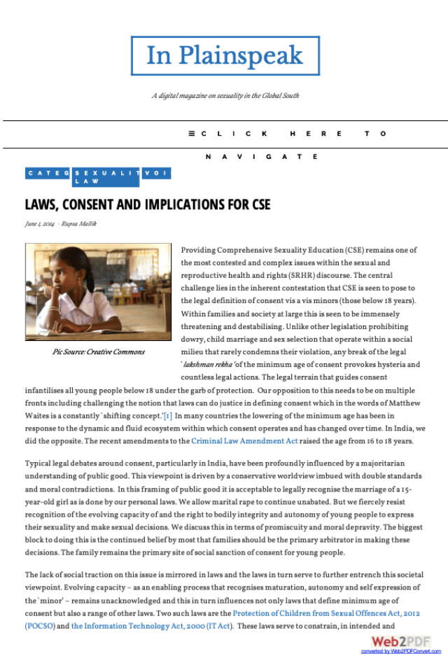 Laws, consent and implications for cse