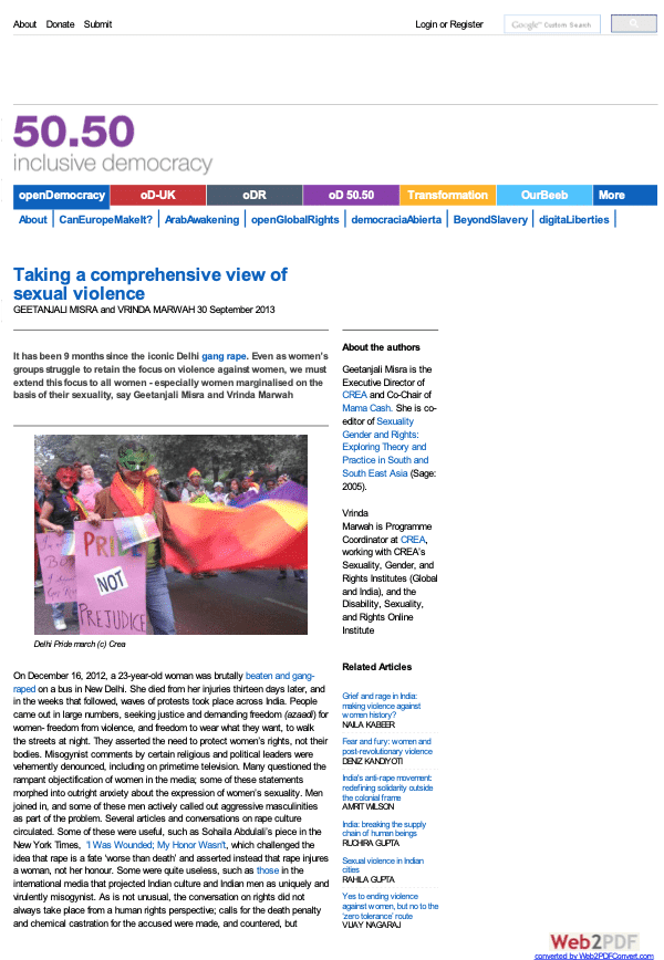 Taking a comprehensive view of sexual violence