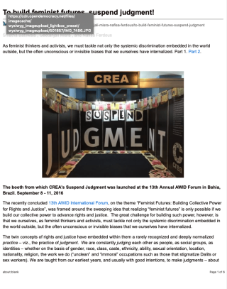 To build feminist futures, suspend judgment! - openDemocracy