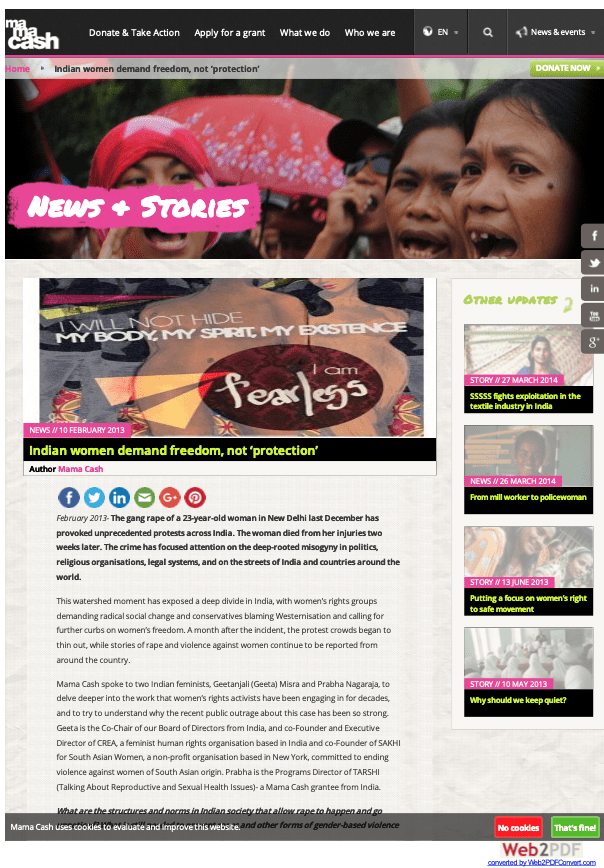 Indian women demand freedom not protection