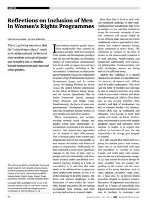 Reflections on Inclusion of Men in Women’s Rights Programmes